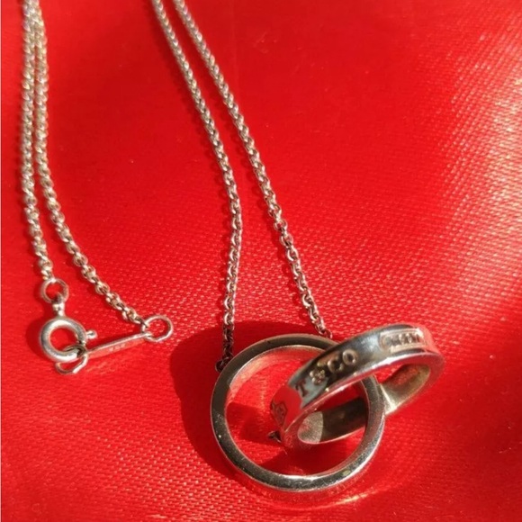 RARE TIFFANY&Co 1837 Interlocking Large Circles Necklace Silver 925 No Box - Picture 1 of 3